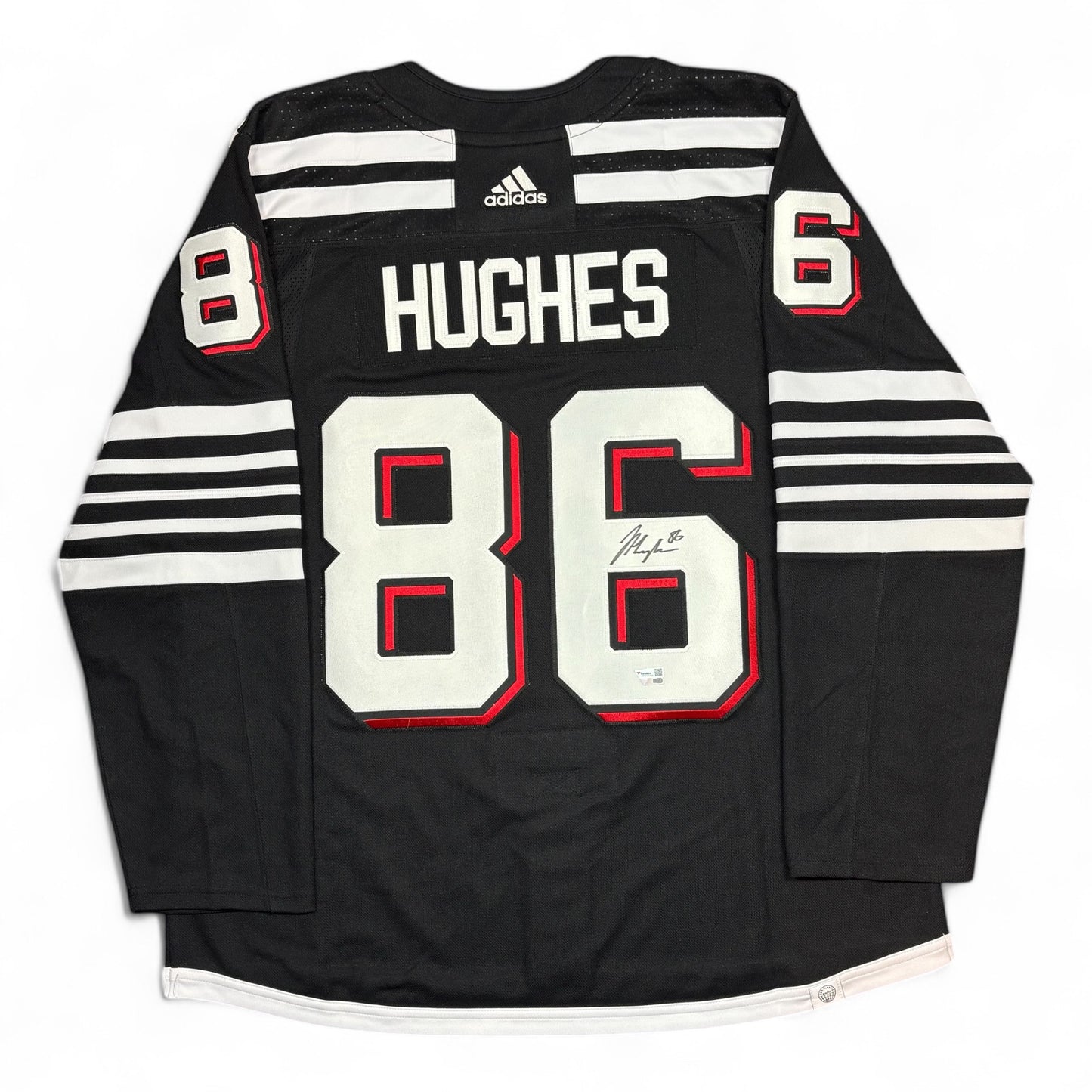 JACK HUGUES - JERSEY HOCKEY AUTOGRAPHIÉ - ADIDAS