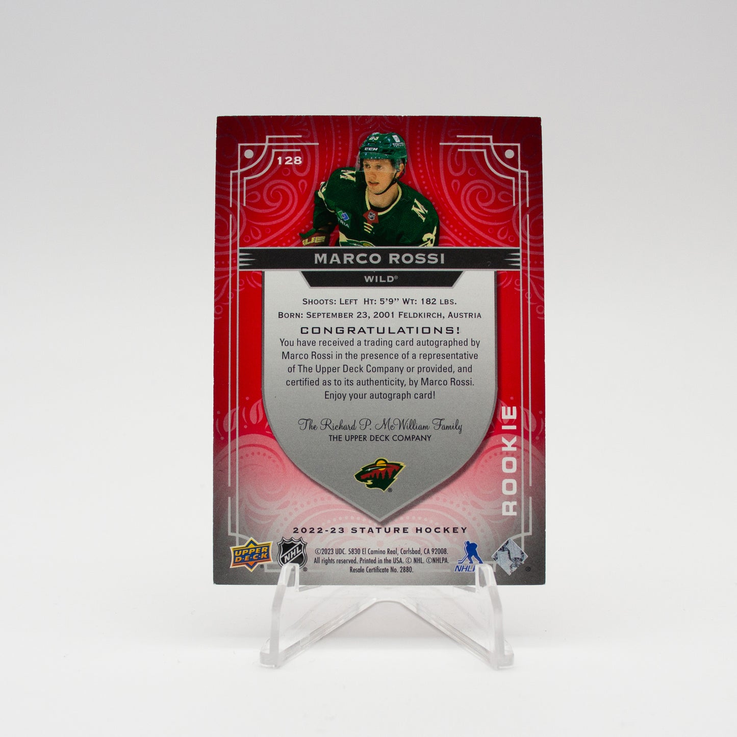 2022-23 - STATURE HOCKEY - ROOKIE AUTO - MARCO ROSSI