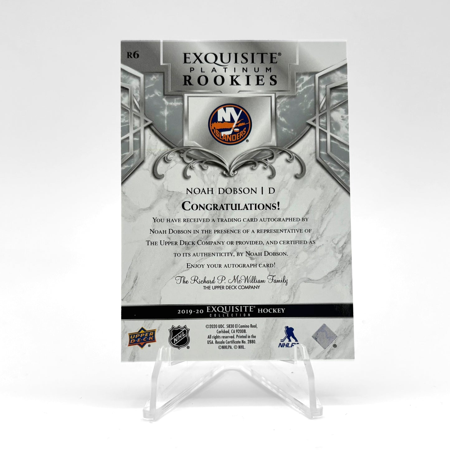 2020-21 - UD EXQUISITE  - ROOKIES - NOAH DOBSON 066/199