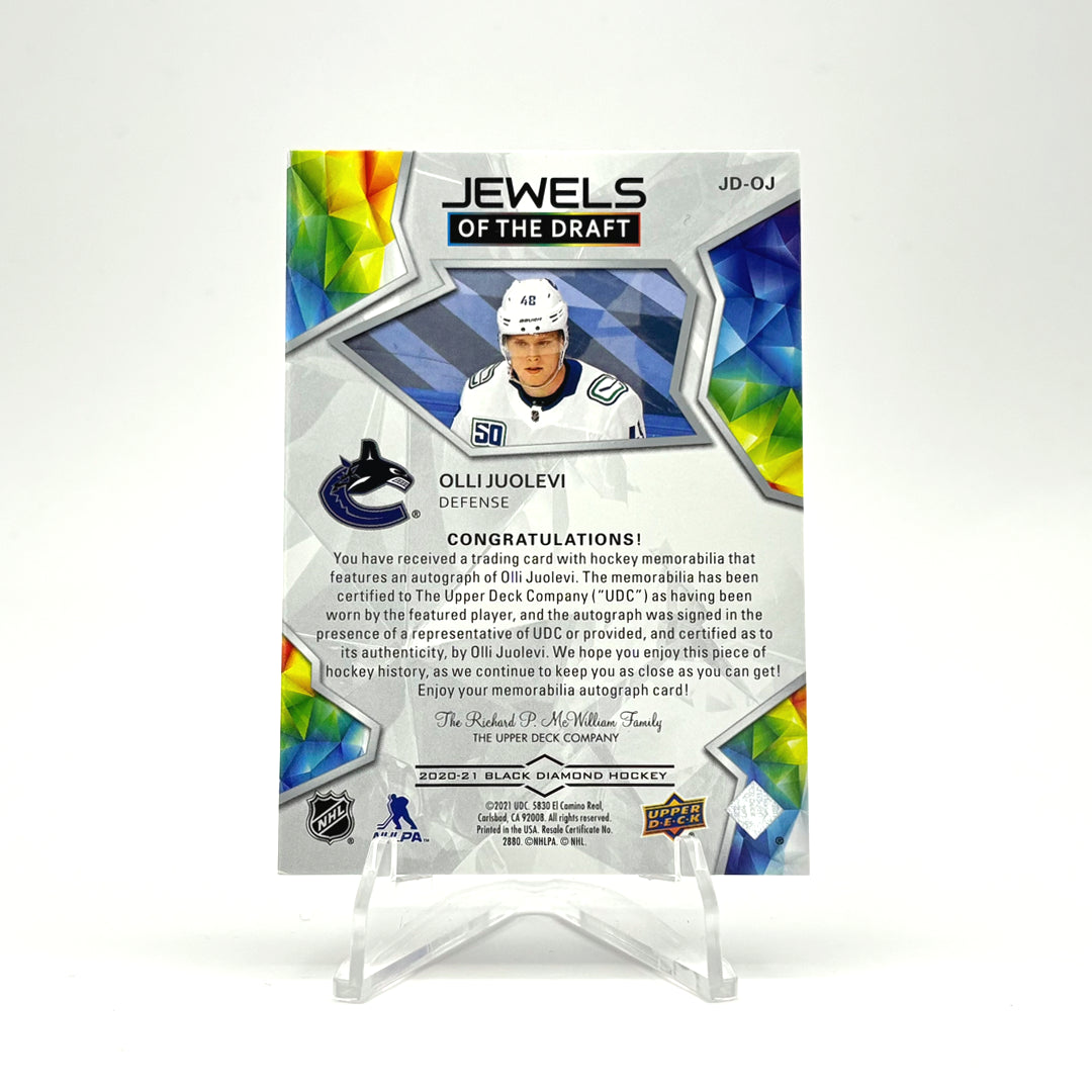 2020-21 - UD BLACK DIAMOND - JEWEL OF THE DRAFT-AUTO PATCH - OLLI JUOLEVI  /99
