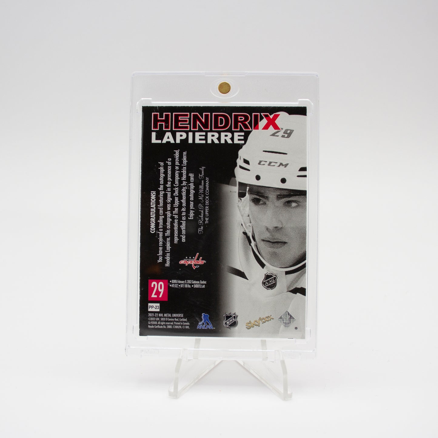 2021-22 - SKYBOX - METAL UNIVERSE - ROOKIE AUTO - HENDRIX LAPIERRE