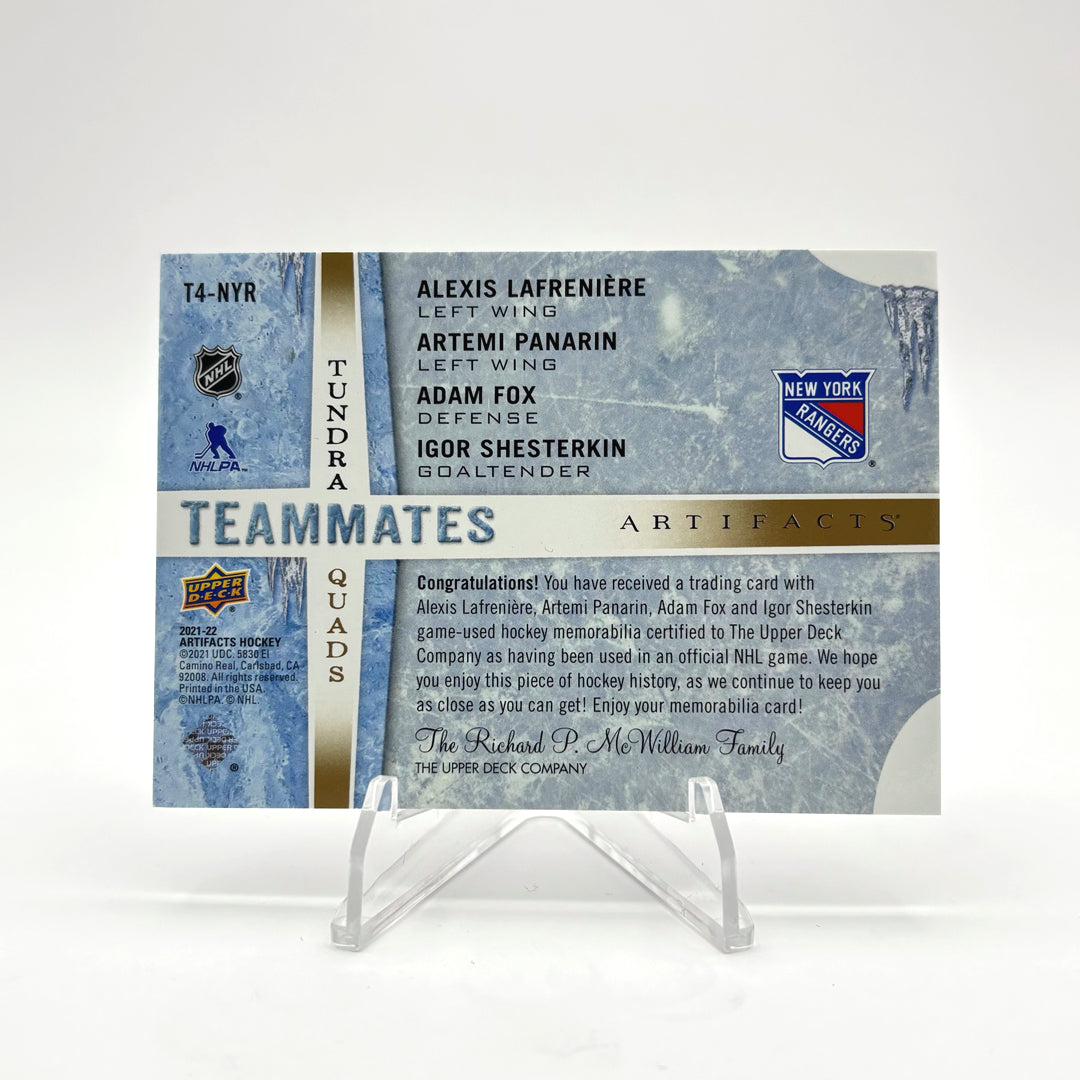 2021-22 - ARTIFACTS - TUNDRA TEAMMATES - LAFRENIÈRE/PANARIN/FOX/SHESTERKIN  /10