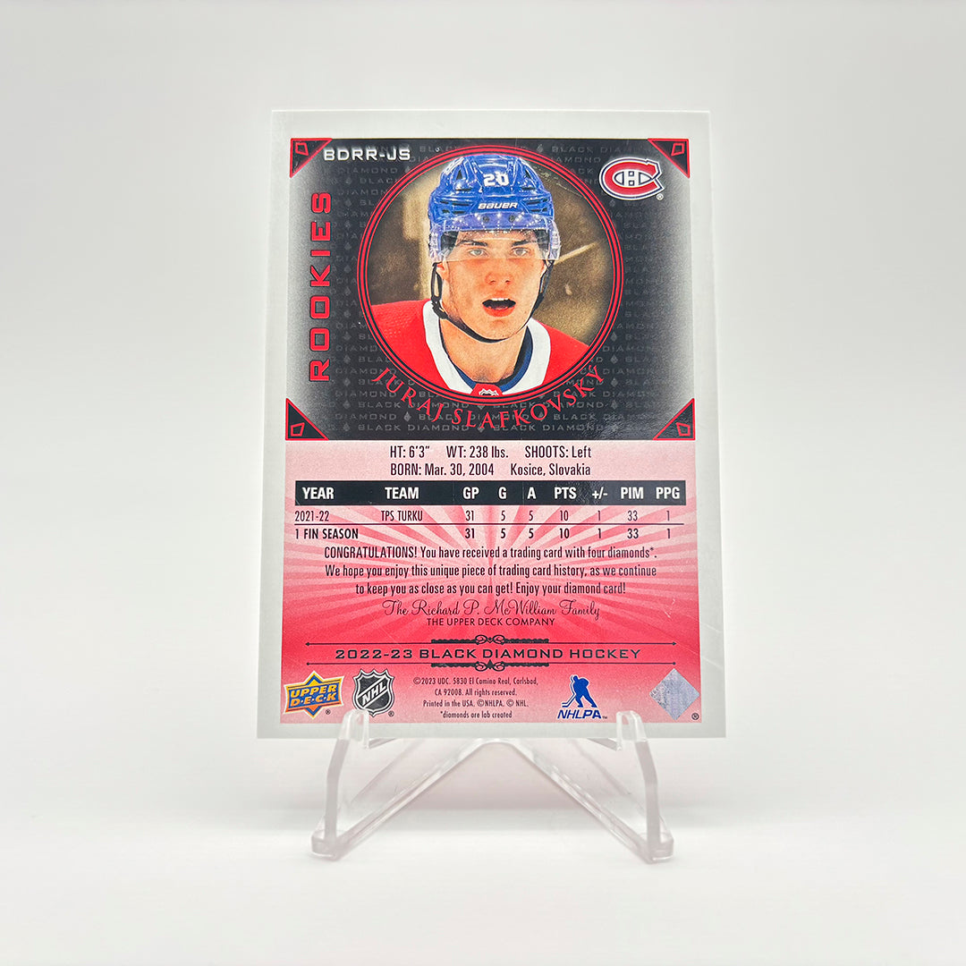 2022-23 - BLACK DIAMOND - ROOKIES - QUAD DIAMOND RELICS - JURAJ SLAFKOVSKY 26/49