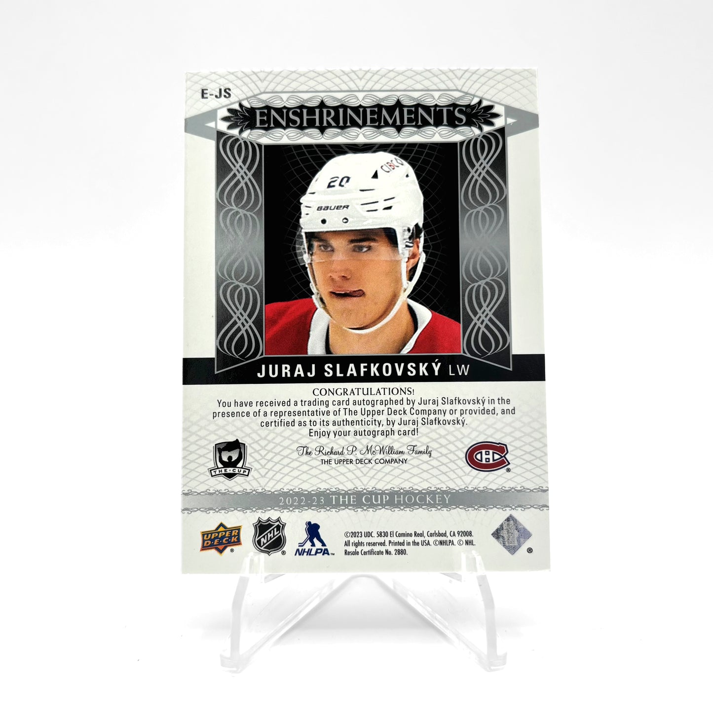 2022-23 - UD THE CUP - ENSHRINEMENTS - JURAJ SLAFKOVSKY 02/99