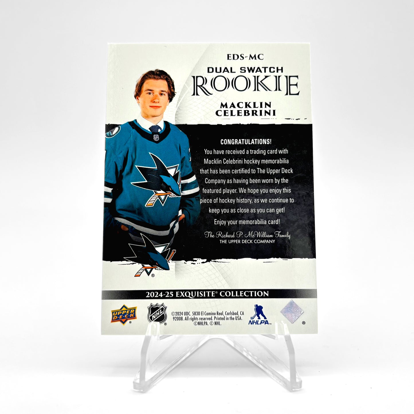 2024-25 - EXQUISITE COLLECTION - DUAL SWATCH ROOKIE - MACKLIN CELEBRINI 15/25