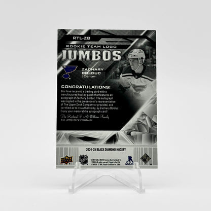 2024-25- BLACK DIAMOND - ROOKIE TEAM LOGO JUMBOS - ZACHARY BOLDUC /99