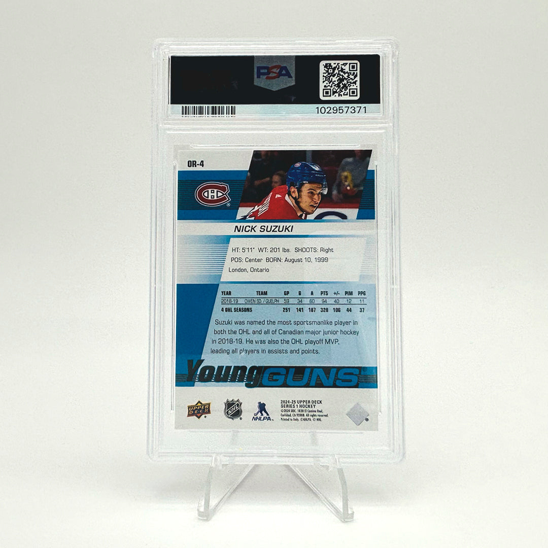 2024-25 - UD SERIES 1 -  RETRO YOUNG GUNS - SILVER OUTBURST - NICK SUZUKI - PSA 9
