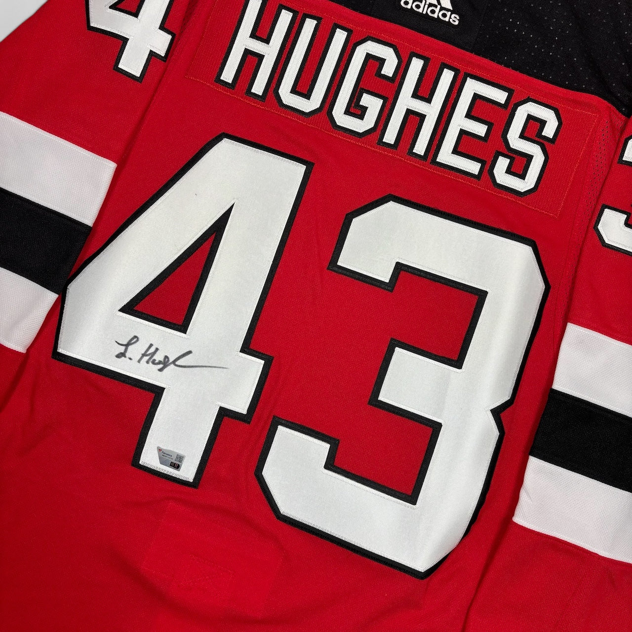 LUCK HUGUES - AUTOGRAPHED HOCKEY JERSEY - ADIDAS