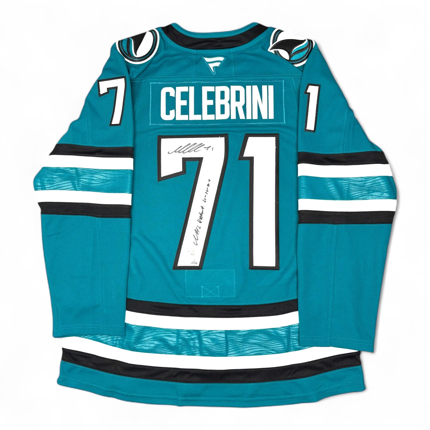 MACKLIN CELEBRINI - JERSEY HOCKEY AUTOGRAPHIÉ - FANATICS PREMIUM - NUMBERED 3/25 & INSCRIBED nhl debut 11/10/24