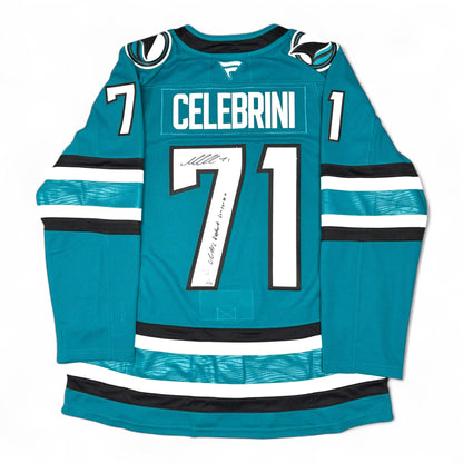 MACKLIN CELEBRINI - JERSEY HOCKEY AUTOGRAPHIÉ - FANATICS PREMIUM - NUMBERED 3/25 & INSCRIBED nhl debut 11/10/24