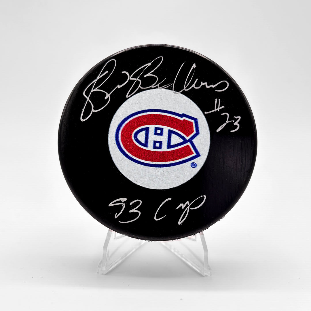 HOCKEY PUCK - AUTO - INSCRIBED - BRIAN BELLOWS