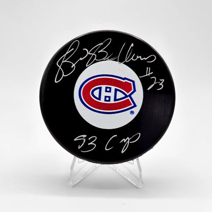HOCKEY PUCK - AUTO - INSCRIBED - BRIAN BELLOWS
