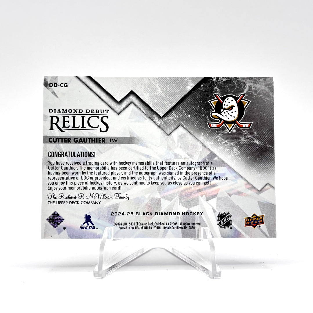 2024-25- BLACK DIAMOND - DIAMOND DEBUT RELICS - CUTTER GAUTHIER 16/25