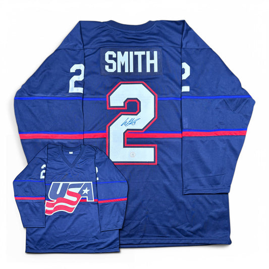 WILL SMITH - JERSEY HOCKEY AUTOGRAPHIÉ - TEAM USA - CUSTOM