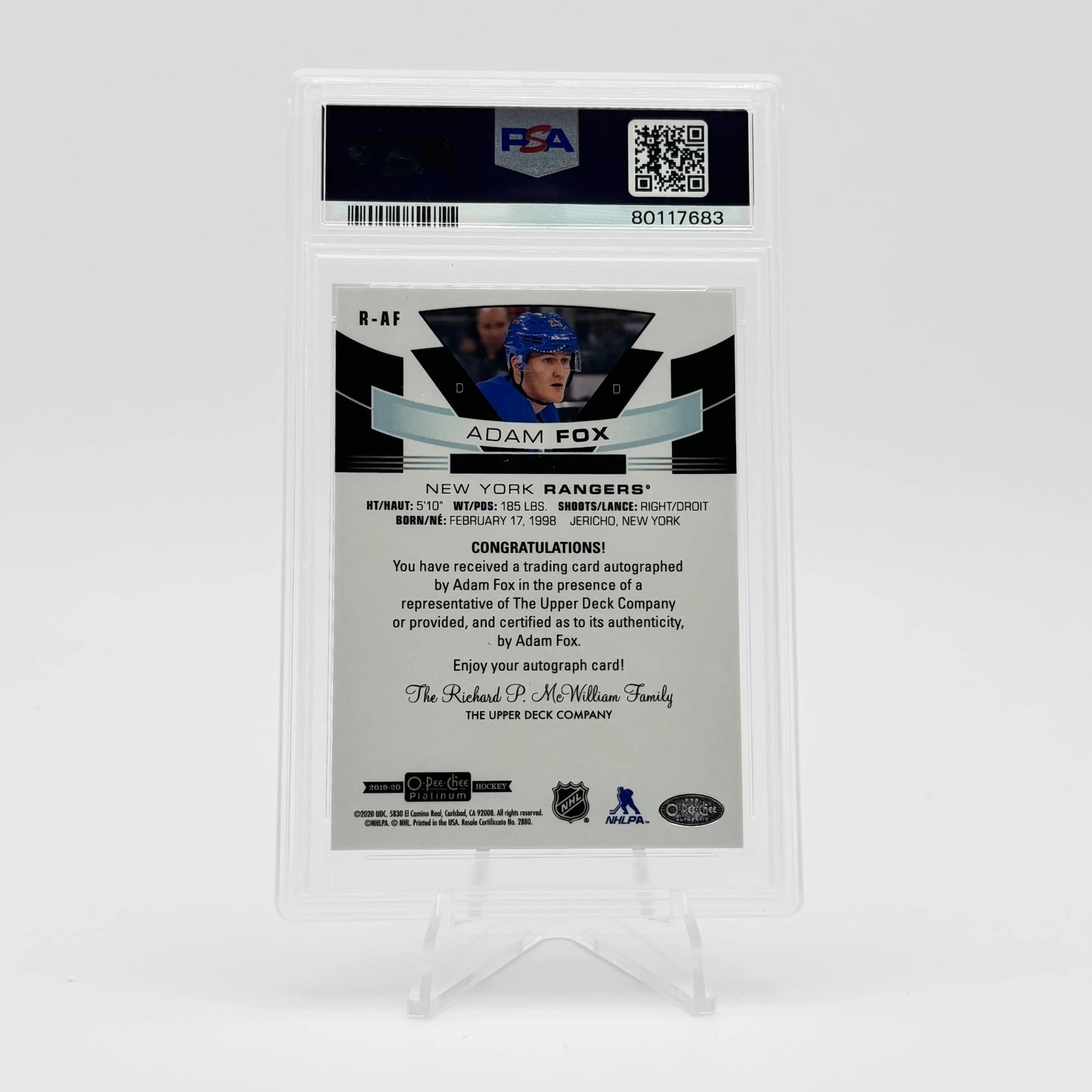 2019-20 - 0.P.C PLATINUM - ROOKIE AUTOS - ADAM FOX