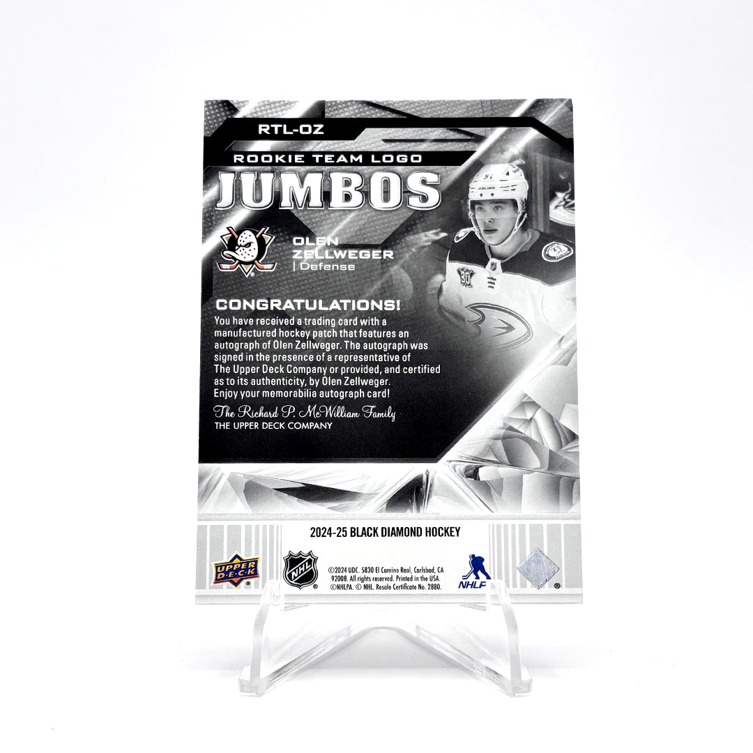 2024-25- BLACK DIAMOND - ROOKIE TEAM LOGO JUMBOS - OLEN ZELLWEGER 17/25