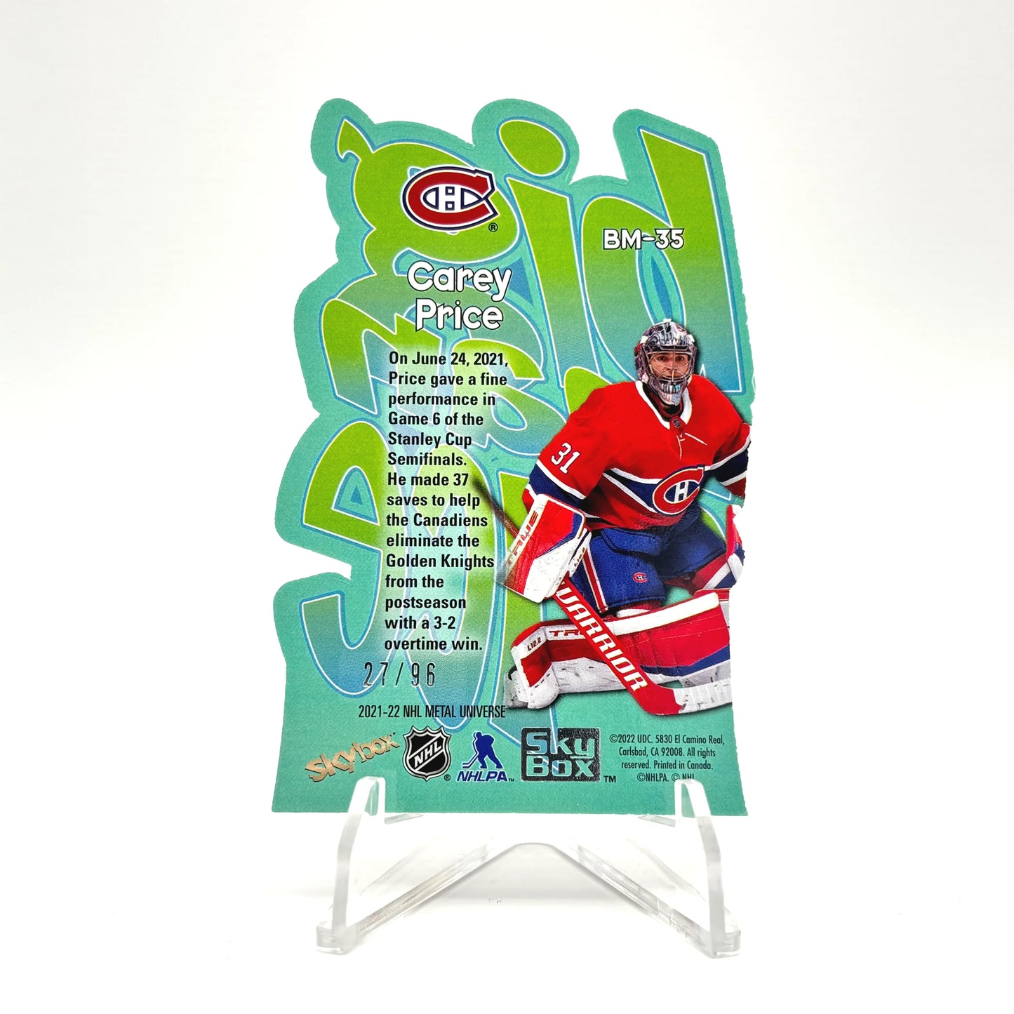 2021-22-SKYBOX METAL UNIVERSE - BIG MAN ON ICE -CAREY PRICE 27/96