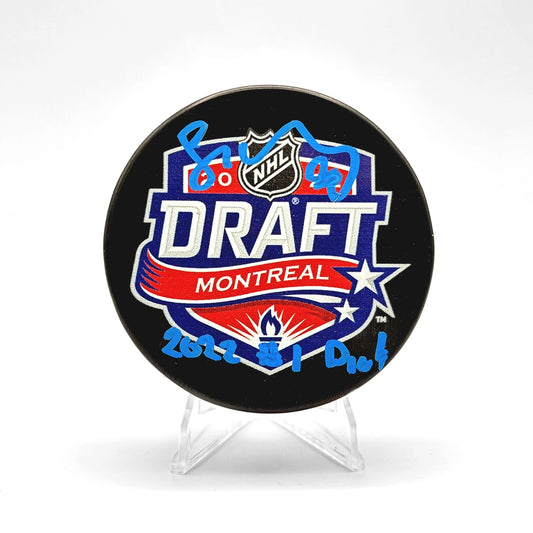 HOCKEY PUCK - AUTO DRAFT DAY - JURAJ SLAFKOVSKY - INSCRIBED 2022 #1 PICK