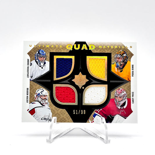 2019-20- UD ULTIMATE - QUAD MATERIALS - VASILEVSKIY/ HOLTBY/ RINNE/ PRICE  51/99