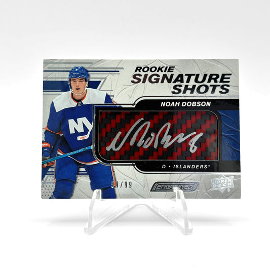 2019-20 - UD ENGRAINED - ROKIE SIGNATURE SHOTS - NOAH DOBSON 99/99