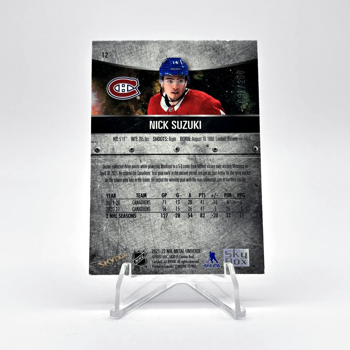 2021-22 - METAL UNIVERSE - PRECIOUS METAL GEMS - NICK SUZUKI 001/100