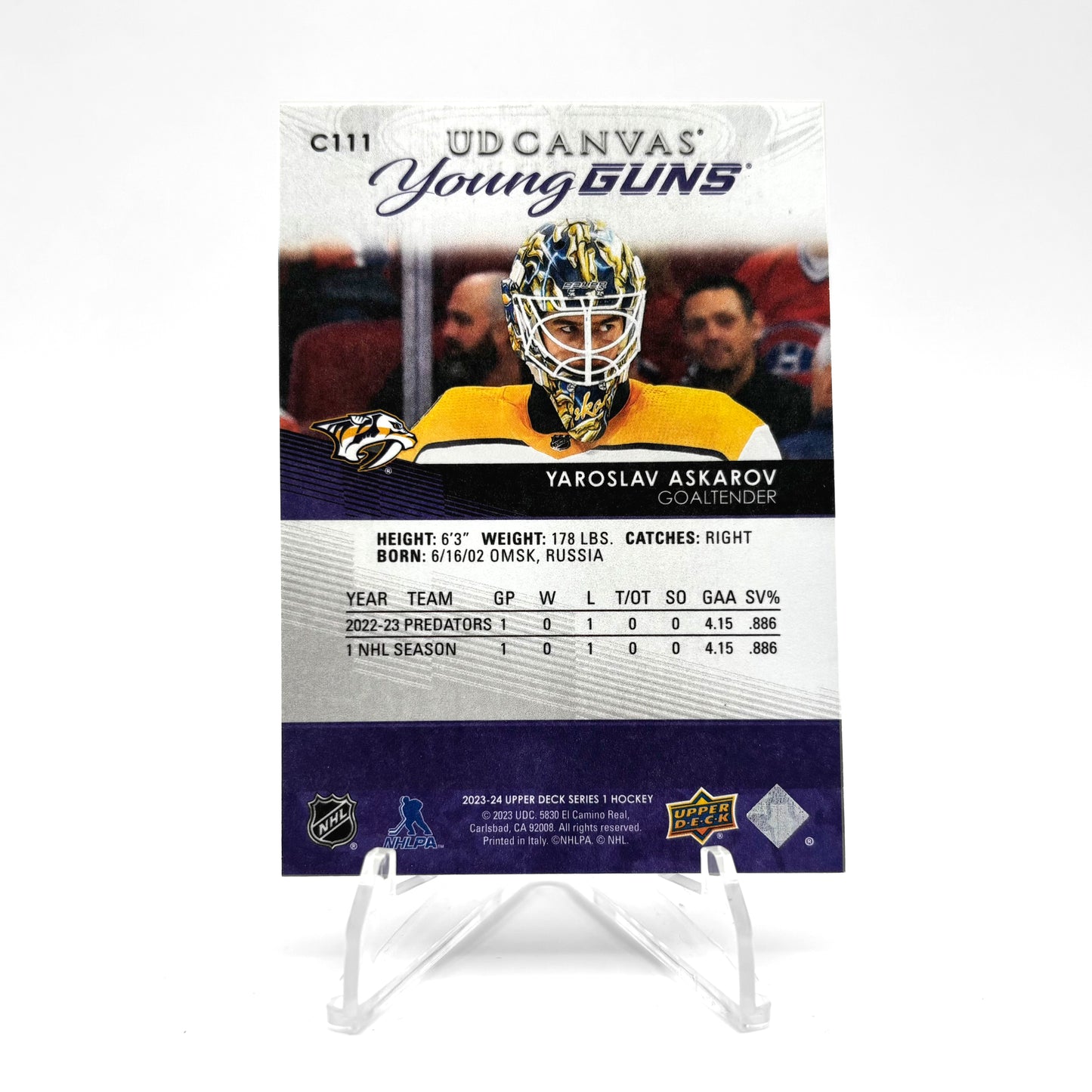 2023-24 - UD SERIES ONE - UD CANVAS YOUNG GUNS - YAROSLAV ASKAROV