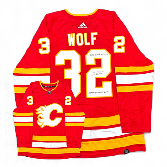 DUSTIN WOLF - JERSEY HOCKEY AUTOGRAPHIÉ - ADDIDAS