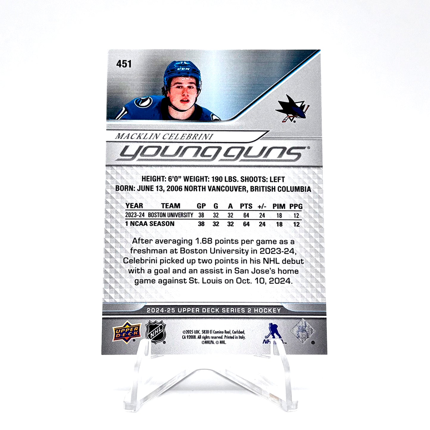 2024-25 - UD SERIES TWO - YOUNG GUNS - MACKLIN CELEBRINI